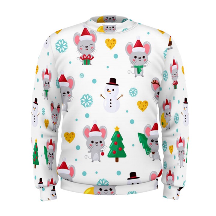 Christmas-seamless-pattern-with-cute-kawaii-mouse Men s Sweatshirt