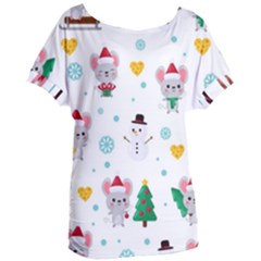 Christmas-seamless-pattern-with-cute-kawaii-mouse Women s Oversized T-shirt by Grandong