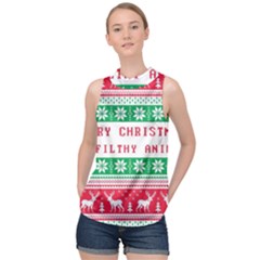 Merry Christmas Ya Filthy Animal High Neck Satin Top by Grandong