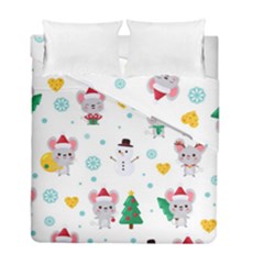 Christmas-seamless-pattern-with-cute-kawaii-mouse Duvet Cover Double Side (full/ Double Size) by Grandong