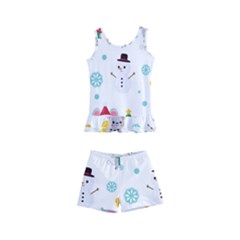 Christmas-seamless-pattern-with-cute-kawaii-mouse Kids  Boyleg Swimsuit by Grandong