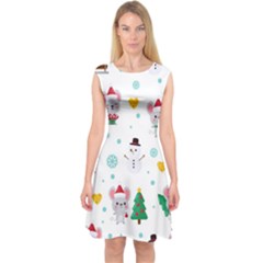 Christmas-seamless-pattern-with-cute-kawaii-mouse Capsleeve Midi Dress by Grandong