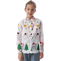 Christmas-seamless-pattern-with-cute-kawaii-mouse Kids  Long Sleeve Shirt by Grandong