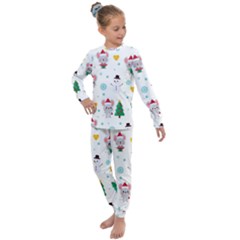 Christmas-seamless-pattern-with-cute-kawaii-mouse Kids  Long Sleeve Set  by Grandong