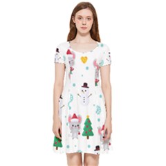 Christmas-seamless-pattern-with-cute-kawaii-mouse Inside Out Cap Sleeve Dress by Grandong