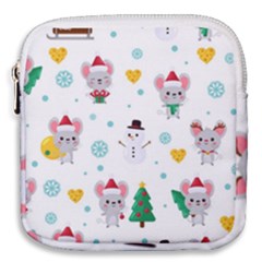 Christmas-seamless-pattern-with-cute-kawaii-mouse Mini Square Pouch by Grandong