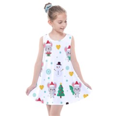 Christmas-seamless-pattern-with-cute-kawaii-mouse Kids  Summer Dress by Grandong