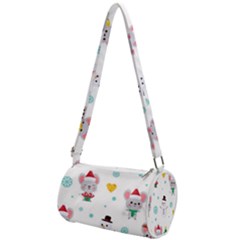 Christmas-seamless-pattern-with-cute-kawaii-mouse Mini Cylinder Bag by Grandong