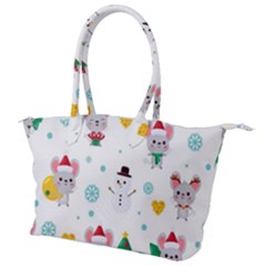 Christmas-seamless-pattern-with-cute-kawaii-mouse Canvas Shoulder Bag by Grandong