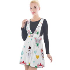 Christmas-seamless-pattern-with-cute-kawaii-mouse Plunge Pinafore Velour Dress by Grandong