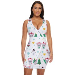 Christmas-seamless-pattern-with-cute-kawaii-mouse Draped Bodycon Dress by Grandong