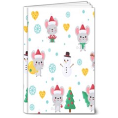 Christmas-seamless-pattern-with-cute-kawaii-mouse 8  X 10  Hardcover Notebook