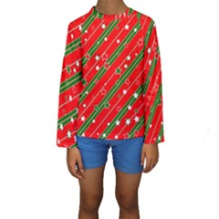 Christmas-paper-star-texture     - Kids  Long Sleeve Swimwear by Grandong