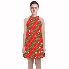 Christmas-paper-star-texture     - Velvet Halter Neckline Dress 