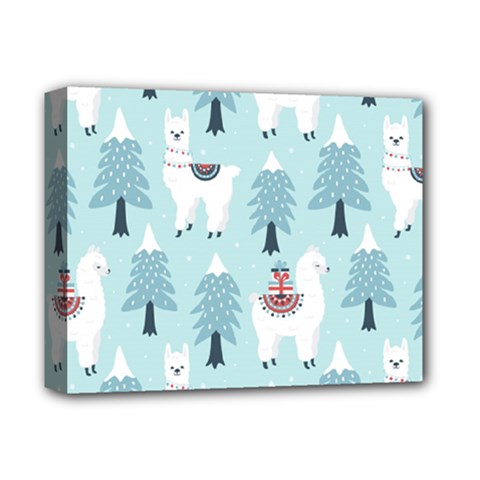 Christmas-tree-cute-lama-with-gift-boxes-seamless-pattern Deluxe Canvas 14  X 11  (stretched) by Grandong