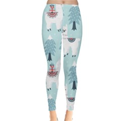 Christmas-tree-cute-lama-with-gift-boxes-seamless-pattern Everyday Leggings  by Grandong