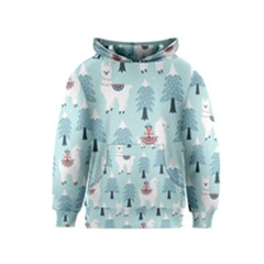 Christmas-tree-cute-lama-with-gift-boxes-seamless-pattern Kids  Pullover Hoodie