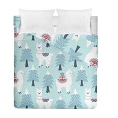 Christmas-tree-cute-lama-with-gift-boxes-seamless-pattern Duvet Cover Double Side (full/ Double Size) by Grandong