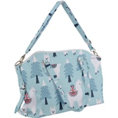 Christmas-tree-cute-lama-with-gift-boxes-seamless-pattern Canvas Crossbody Bag by Grandong