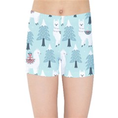 Christmas-tree-cute-lama-with-gift-boxes-seamless-pattern Kids  Sports Shorts by Grandong