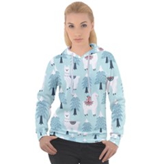 Christmas-tree-cute-lama-with-gift-boxes-seamless-pattern Women s Overhead Hoodie by Grandong