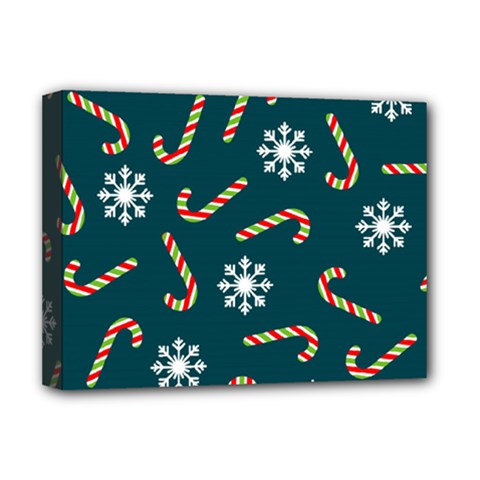 Christmas-seamless-pattern-with-candies-snowflakes Deluxe Canvas 16  X 12  (stretched)  by Grandong