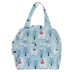 Christmas-tree-cute-lama-with-gift-boxes-seamless-pattern Boxy Hand Bag by Grandong