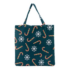 Christmas-seamless-pattern-with-candies-snowflakes Grocery Tote Bag by Grandong