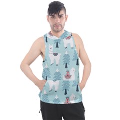 Christmas-tree-cute-lama-with-gift-boxes-seamless-pattern Men s Sleeveless Hoodie by Grandong