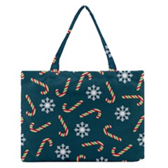 Christmas-seamless-pattern-with-candies-snowflakes Zipper Medium Tote Bag by Grandong