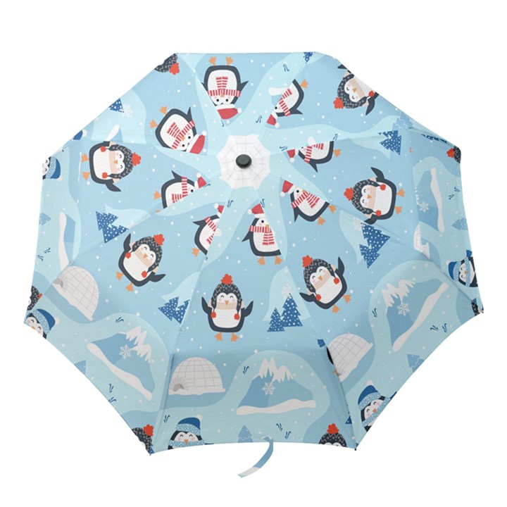 Christmas-seamless-pattern-with-penguin Folding Umbrellas