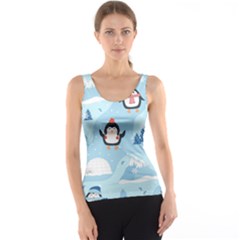 Christmas-seamless-pattern-with-penguin Women s Basic Tank Top by Grandong