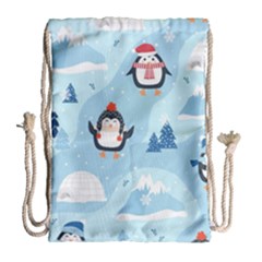 Christmas-seamless-pattern-with-penguin Drawstring Bag (large) by Grandong