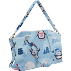 Christmas-seamless-pattern-with-penguin Canvas Crossbody Bag by Grandong