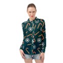 Christmas-seamless-pattern-with-candies-snowflakes Long Sleeve Chiffon Shirt View1