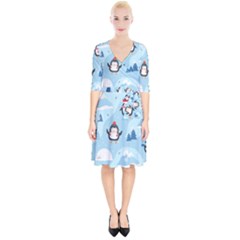 Christmas-seamless-pattern-with-penguin Wrap Up Cocktail Dress by Grandong