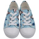 Christmas-seamless-pattern-with-penguin Kids  Low Top Canvas Sneakers View1