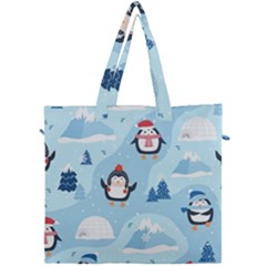 Christmas-seamless-pattern-with-penguin Canvas Travel Bag by Grandong