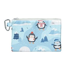 Christmas-seamless-pattern-with-penguin Canvas Cosmetic Bag (medium) by Grandong