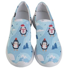 Christmas-seamless-pattern-with-penguin Women s Lightweight Slip Ons by Grandong