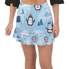 Christmas-seamless-pattern-with-penguin Fishtail Mini Chiffon Skirt by Grandong