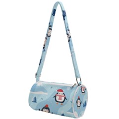 Christmas-seamless-pattern-with-penguin Mini Cylinder Bag by Grandong