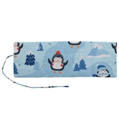 Christmas-seamless-pattern-with-penguin Roll Up Canvas Pencil Holder (m) by Grandong