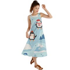 Christmas-seamless-pattern-with-penguin Summer Maxi Dress by Grandong