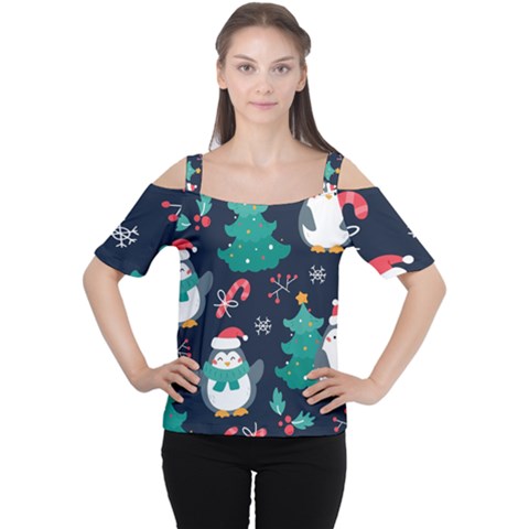 Colorful-funny-christmas-pattern      - Cutout Shoulder T-shirt by Grandong