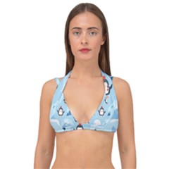 Christmas-seamless-pattern-with-penguin Double Strap Halter Bikini Top by Grandong