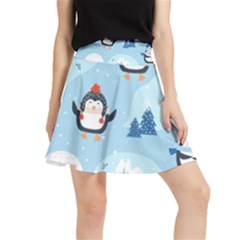 Christmas-seamless-pattern-with-penguin Waistband Skirt by Grandong