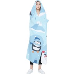 Christmas-seamless-pattern-with-penguin Wearable Blanket by Grandong