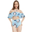 Christmas-seamless-pattern-with-penguin Halter Flowy Bikini Set  View1