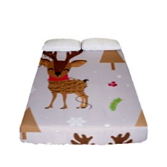 Christmas-seamless-pattern-with-reindeer Fitted Sheet (full/ Double Size)